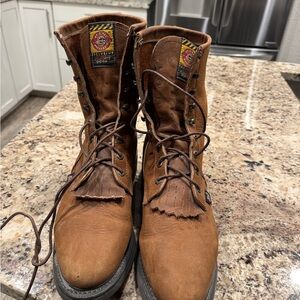 Justin Boots Brown Leather Lace-Up Boots